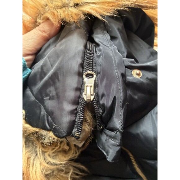 DKNY Girls Black Puffer Coat Faux Fur Hood Zip Jacket Size 7/8 S/P Warm - Picture 9 of 15